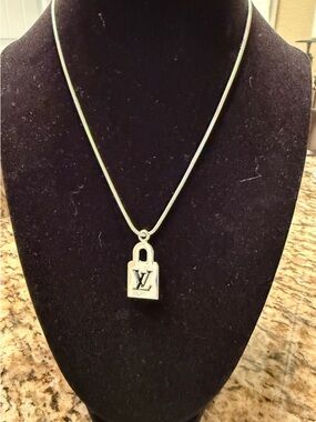 Louis Vuitton Silver-Tone Padlock Pendant Necklace
